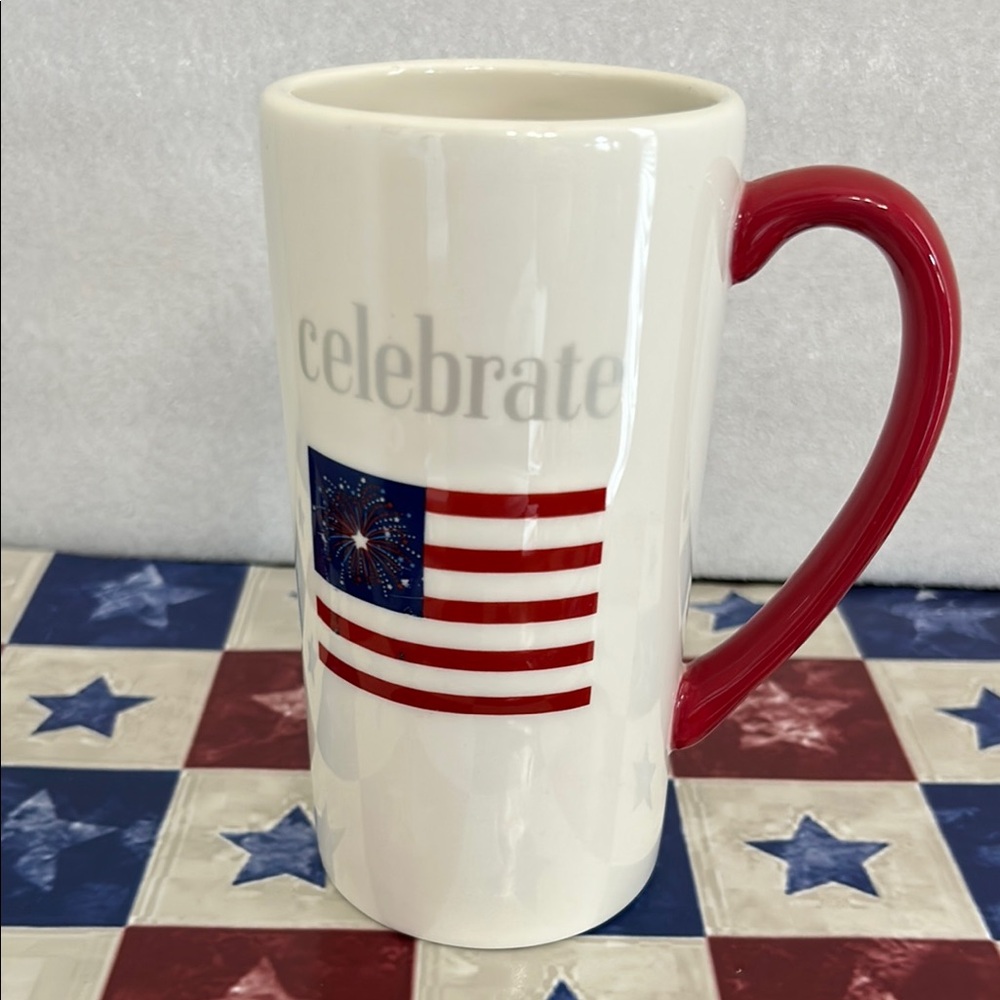 CELEBRATE! Patriotic-JULY 4th Tall Ceramic Mug - NWT